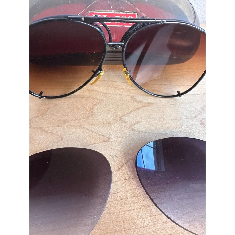Vintage 1980s XL500 Aviator Sunglasses 3 Interchangeable Lenses Taiwan ROC Case